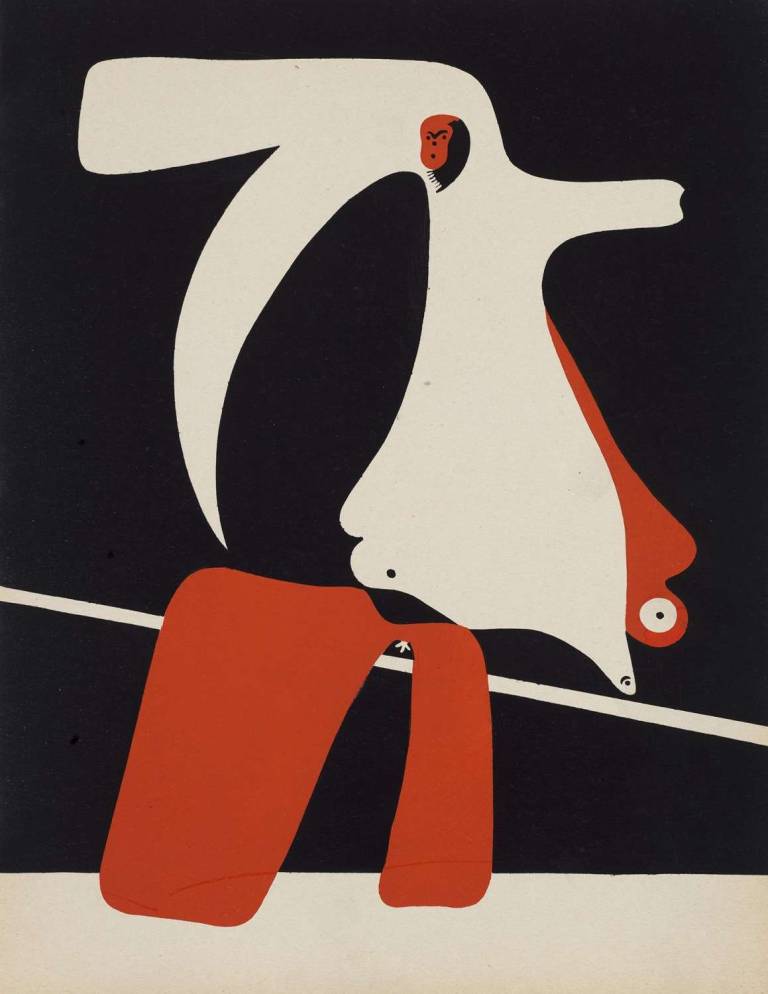 Joan Miro - Composition Surréaliste no 1 - Rouge. 1934.