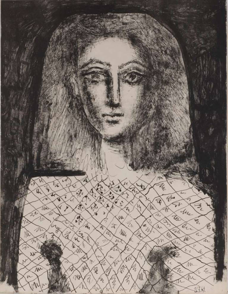 Le Corsage à Carreaux. The Dress with a Check Bodice. Portrait of Françoise. 194 - Pablo Picasso