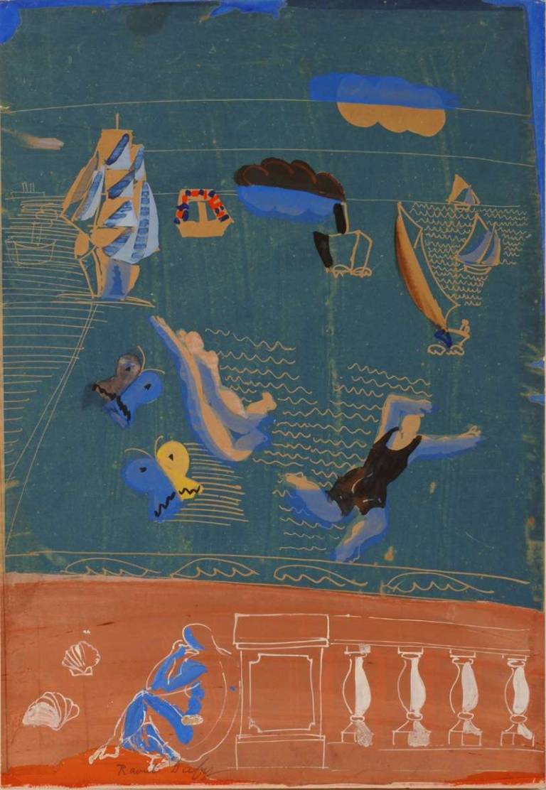 Raoul Dufy - La Mer. Au Bord de la Mer - Naiades et Voiliers. Nymphs and Sailing Boats. 1929