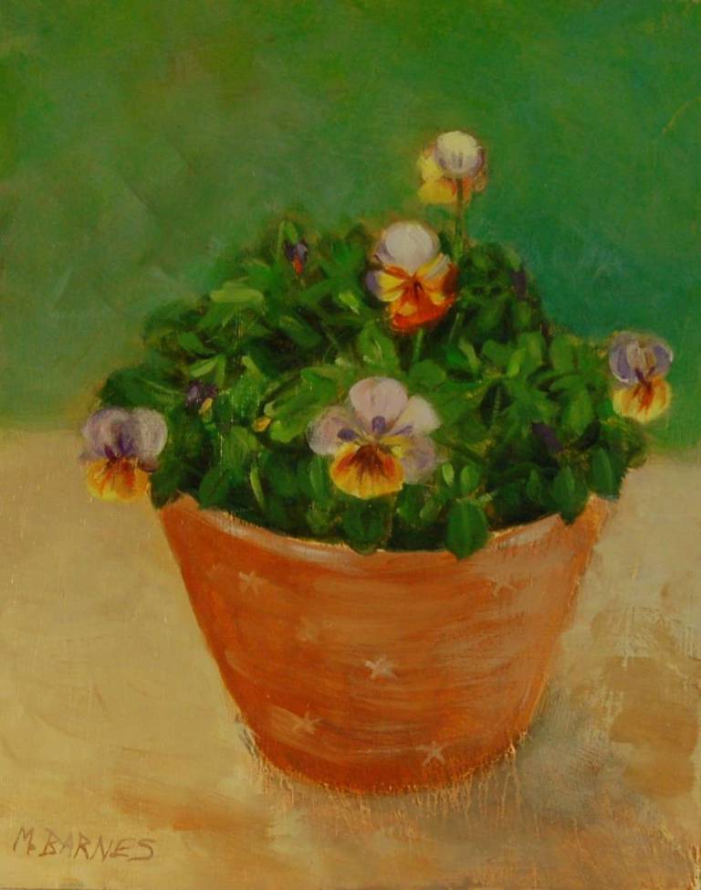 Potted pansies (unframed) - Mary Barnes