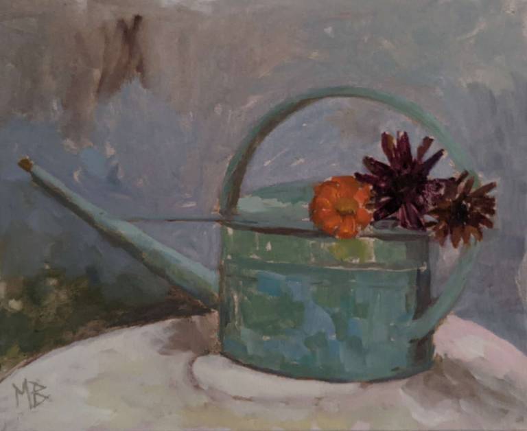 Green Watering Can RESERVED FOR EXHIBITION - Mary Barnes