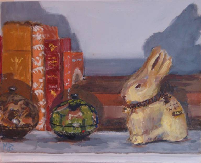 Lindt bunny, bookshelf - Mary Barnes