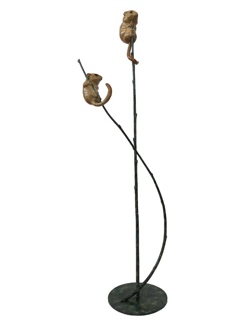 Robin Bouttell Bronzes - Two Dormice on Stem (Edition 24)