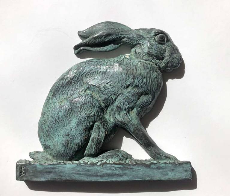 Sitting Wall Hare (Edition 19 of 250) - Robin Bouttell Bronzes