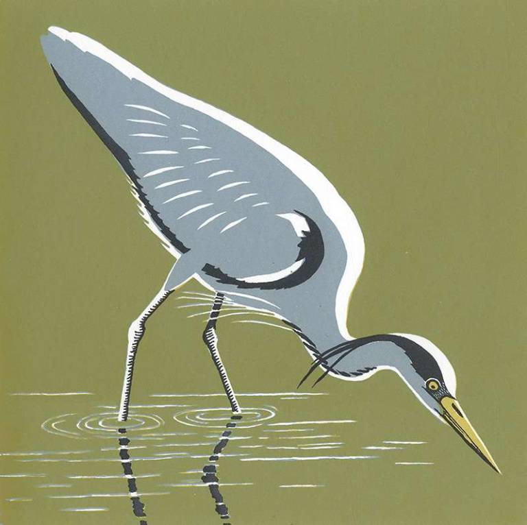 Robert Gillmor Silk-screen - Hunting Heron (Edition 30)