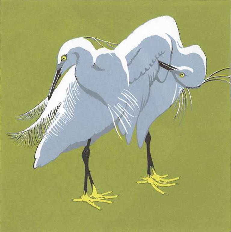Robert Gillmor Silk-screen - Preening Egrets (Edition 31)