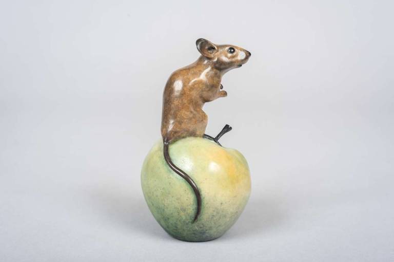 Mouse on Green Apple - Robin Bouttell Bronzes
