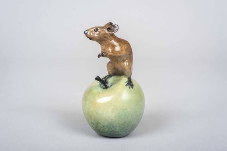 Mouse on Green Apple - Robin Bouttell Bronzes