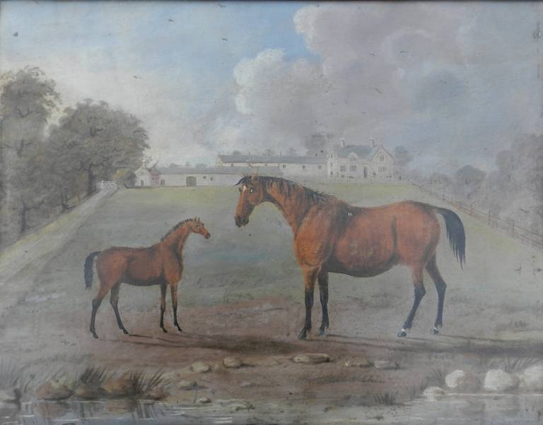 Mare and Her Foal in an English Country Landscape - Unknown