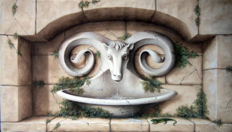 Ram Fountain Trompe L'oeil - Sophie  Rose