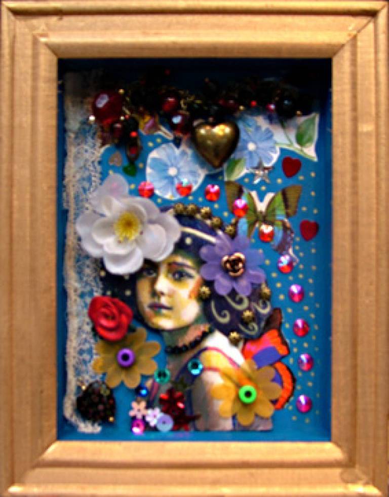 Karen Stamper - Girl with Decorations in Blue