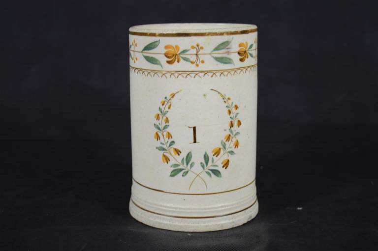 Pearlware Mug Immaculate Labelled "1" - Unknown