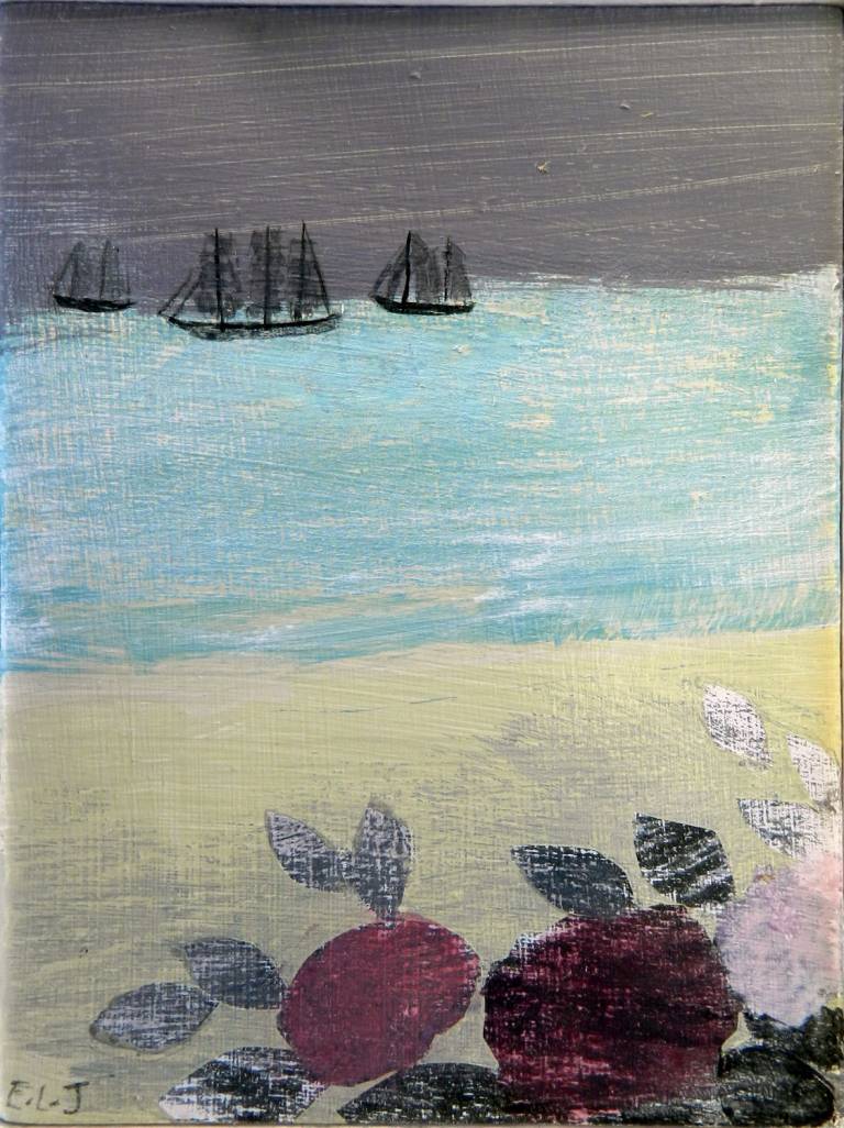Trawlers off St Ives with Flowers - Emma Jeffryes