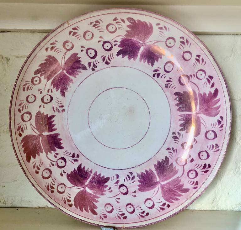 Large Pink Lustre Charger - Unknown