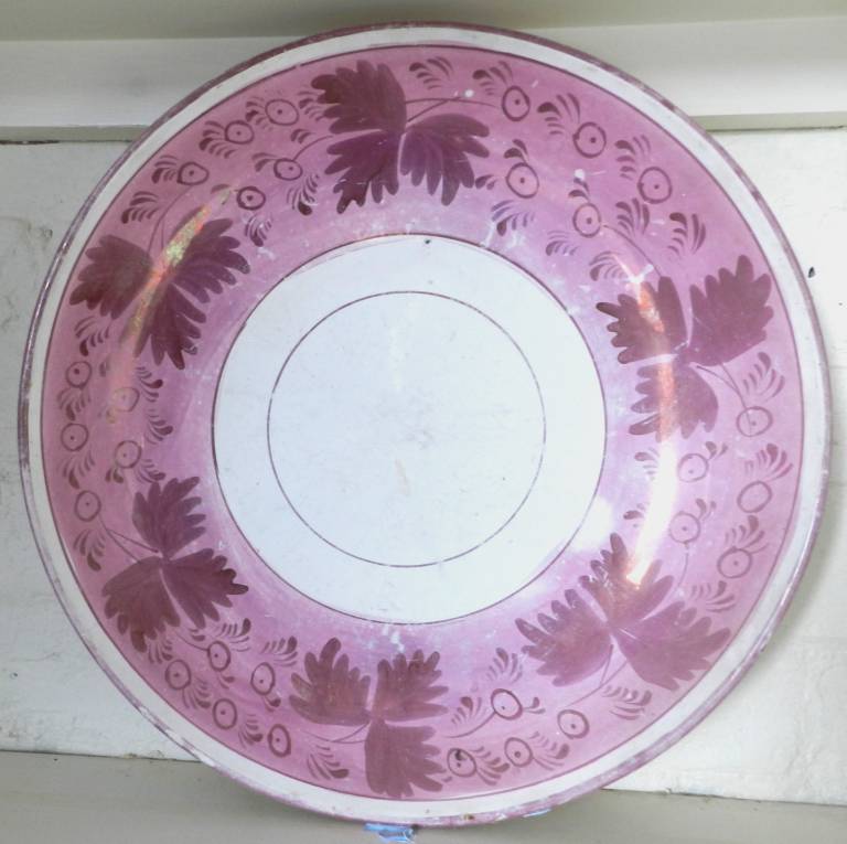 Large Pink Lustre Charger - Unknown