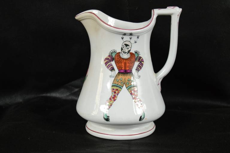 Elsmore and Forster Jug with Double Harlequins & Flower - Elsmore and Forster