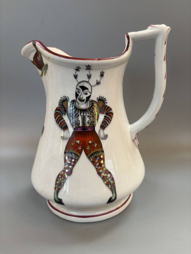 Elsmore and Forster - Elsmore and Forster Jug with Double Harlequins & Cocks Motif