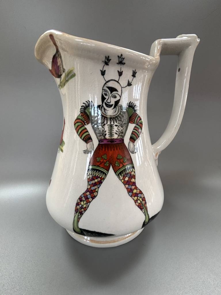 Elsmore and Forster Puzzle Jug with Double Harlequins & Three Cocks Motif - Elsmore and Forster