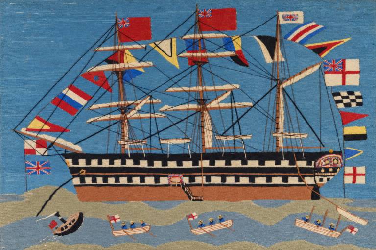Frigate at Anchor with Ensigns Flying - Colin Millington