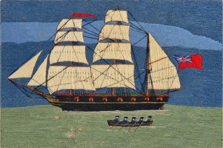 Frigate Under Sail with Rowing Boat - Colin Millington