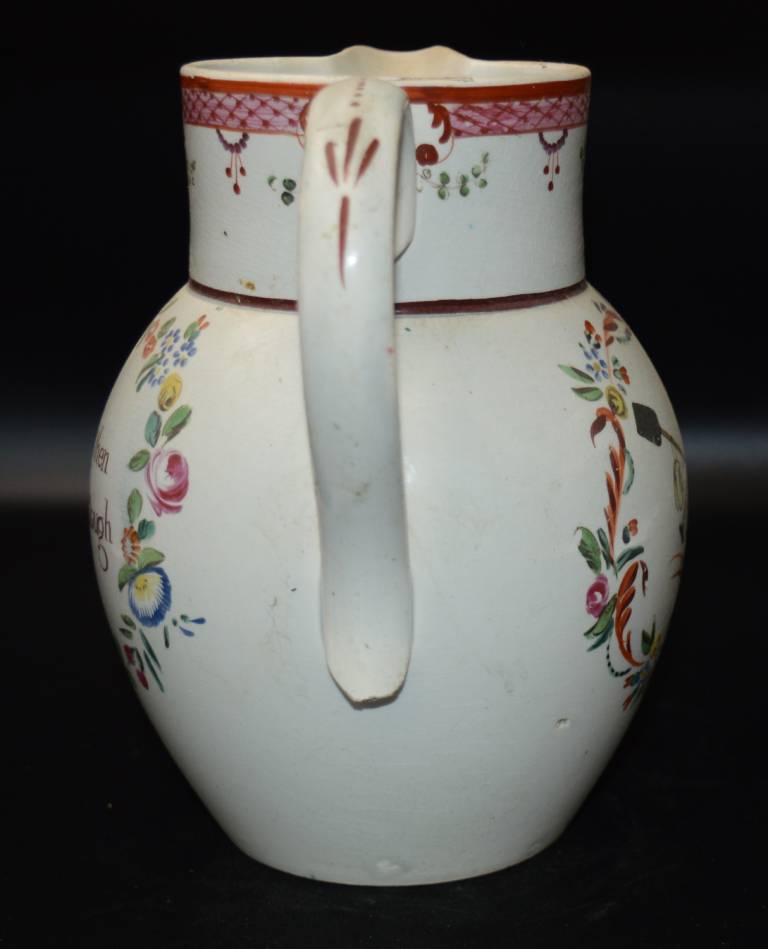 Pearlware jug Success to the Plough 1793 - Unknown