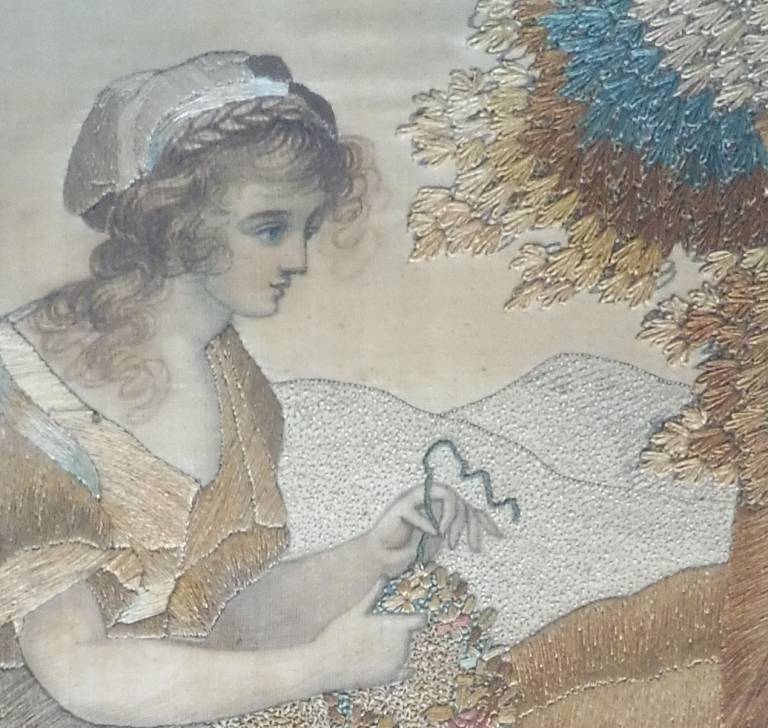 Lady Sewing in a Pastoral Landscape - Unknown