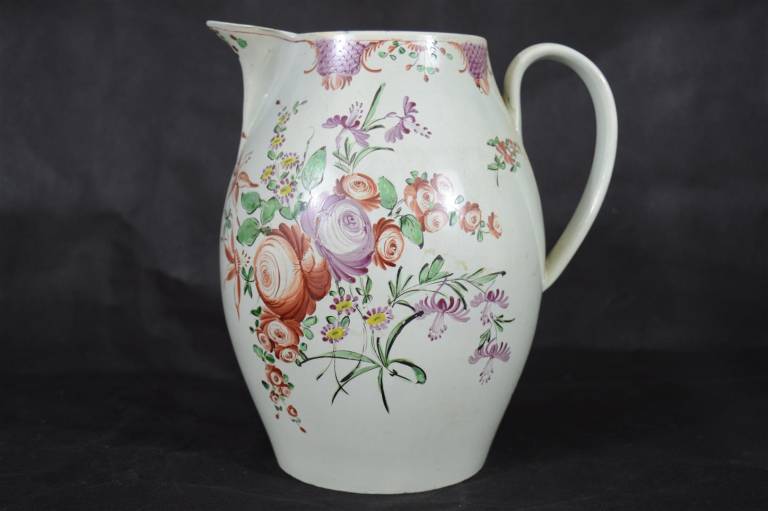 Large Floral Liverpool Porcelain Jug - Unknown
