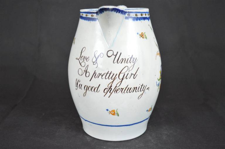 Early Antique Jug - Love & Unity A pretty Girl is a good opportunity - Unknown