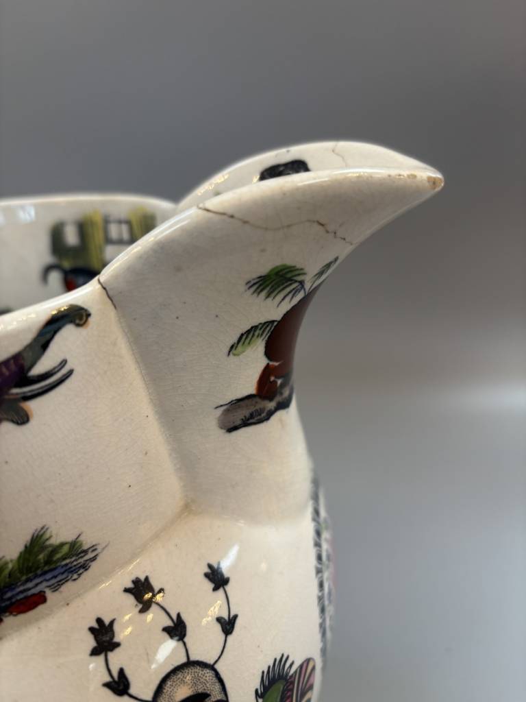 Elsmore and Forster Large Harlequin Jug with Animals and Flower Motif - Elsmore and Forster