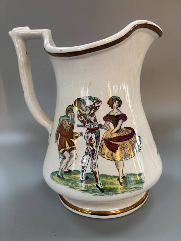Elsmore and Forster Jug with Double Harlequins & Dancing Girls - Elsmore and Forster