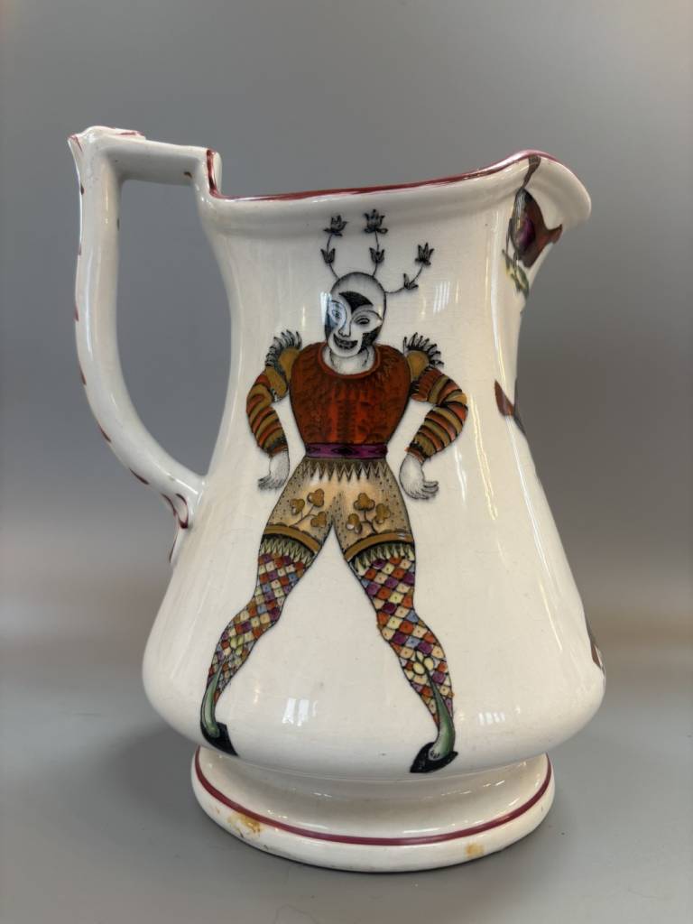Elsmore and Forster Jug with Double Harlequins & Cocks Motif - Elsmore and Forster