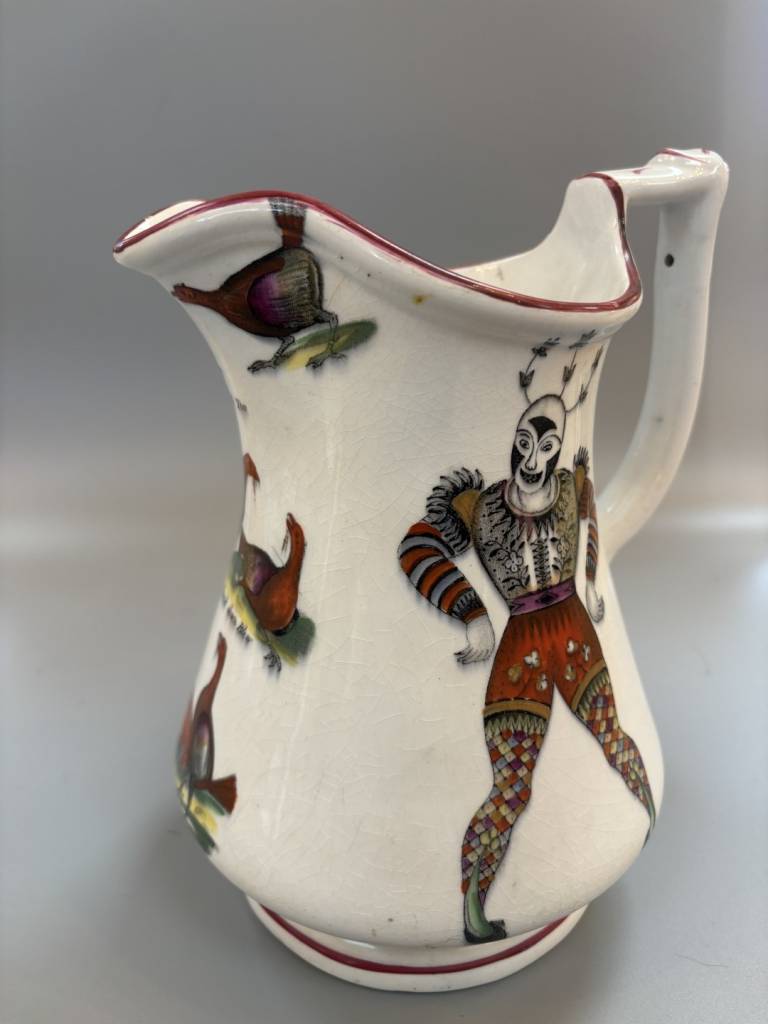 Elsmore and Forster Jug with Double Harlequins & Cocks Motif - Elsmore and Forster