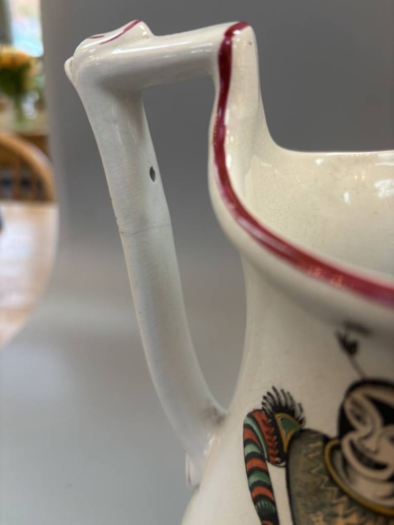 Elsmore and Forster Jug with Double Harlequins & Cocks Motif - Elsmore and Forster