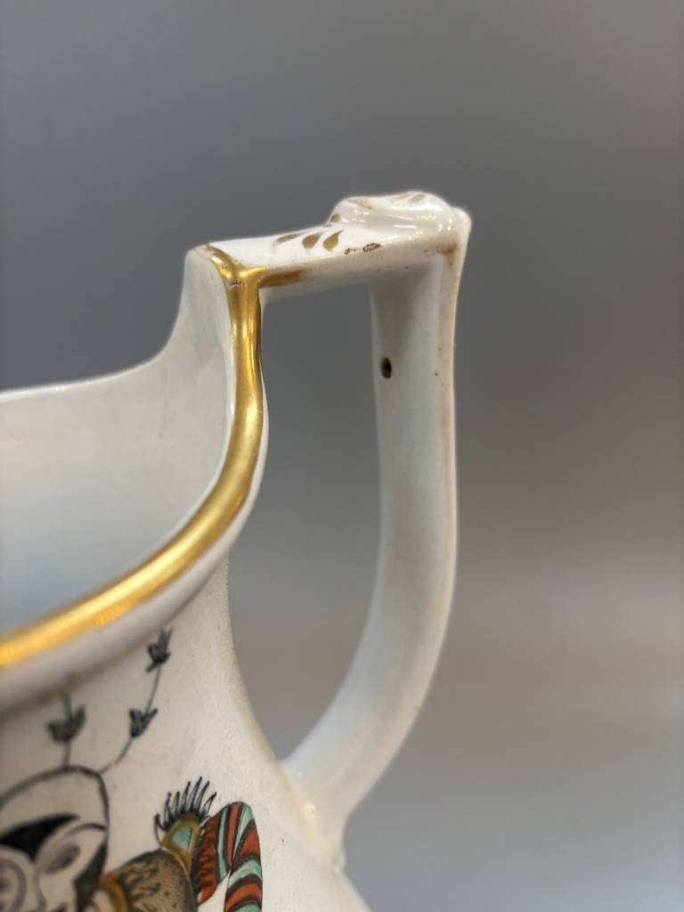 Elsmore and Forster Jug with Harlequins & Cocks & Boys Drink Inscription - Elsmore and Forster