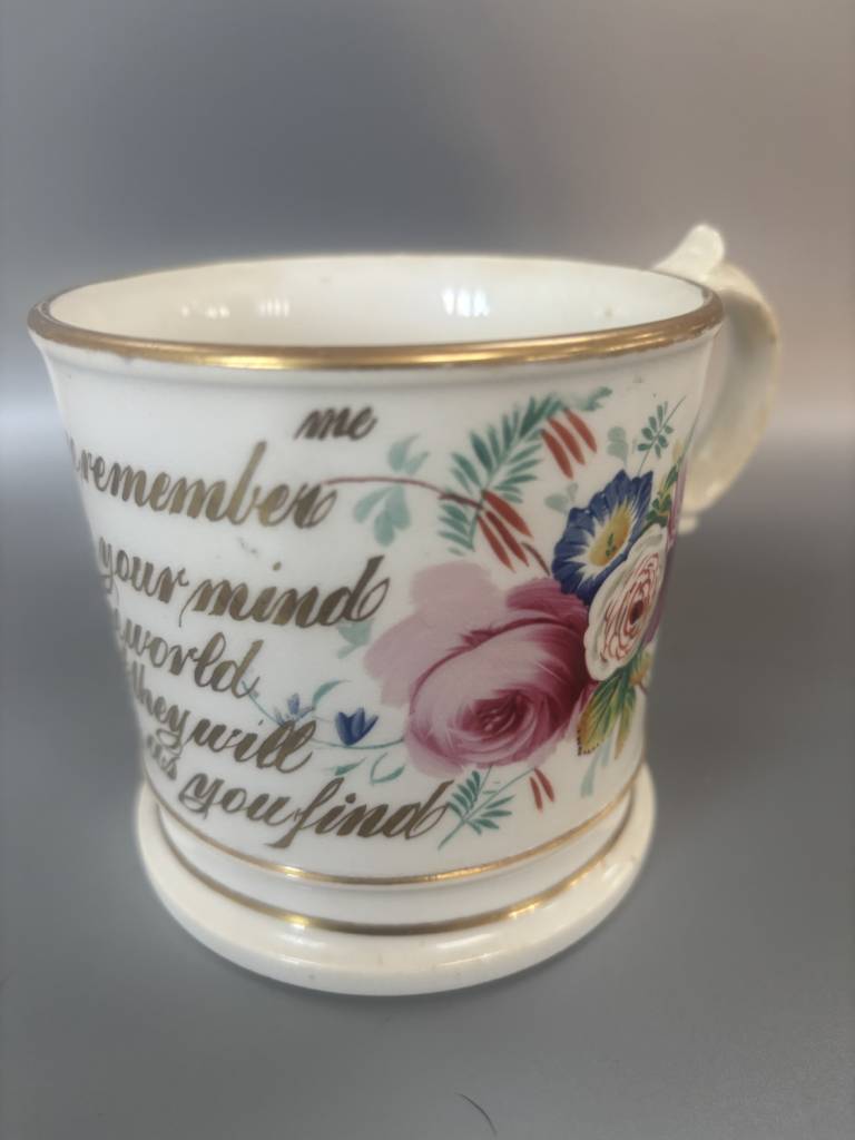 Lovely Staffordshire Mug with inscription "When this you see......." - Unknown Artist