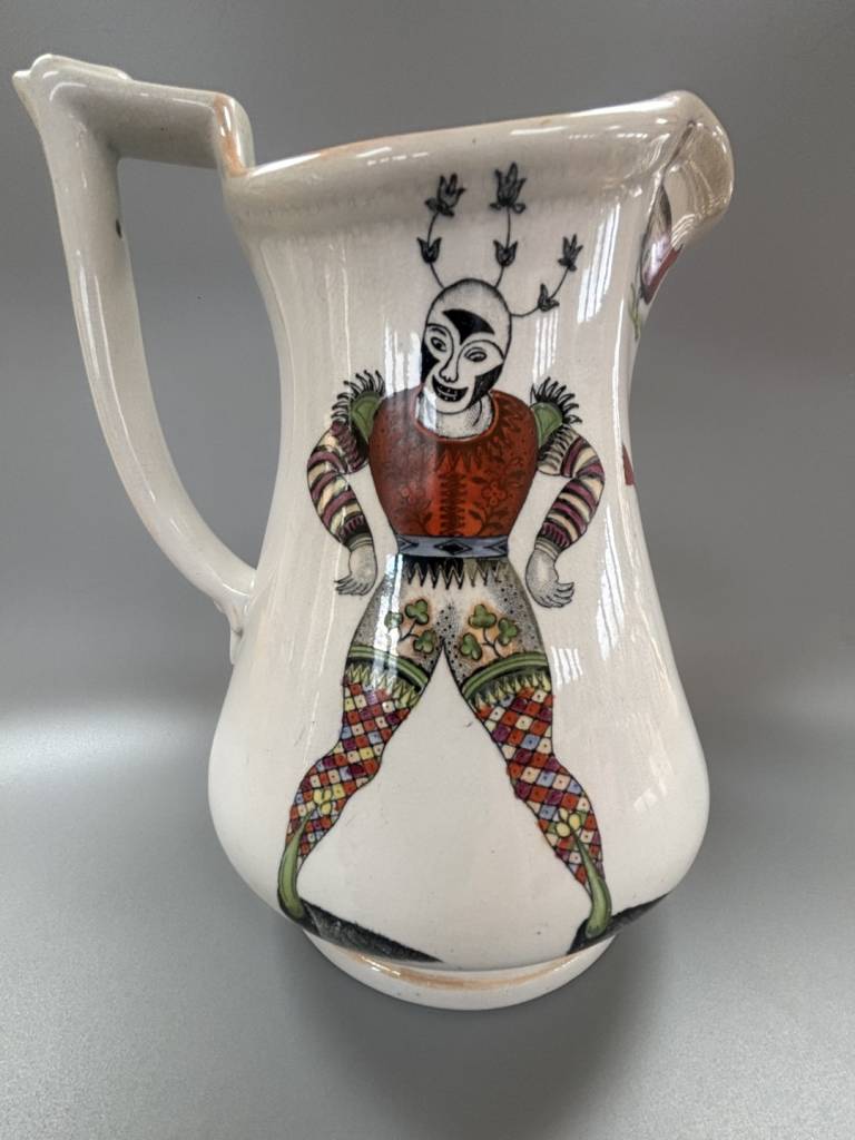 Elsmore and Forster Puzzle Jug with Double Harlequins & Three Cocks Motif - Elsmore and Forster