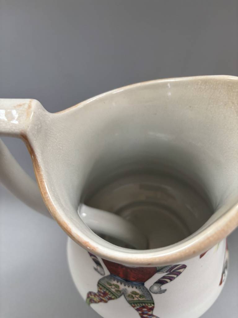 Elsmore and Forster Puzzle Jug with Double Harlequins & Three Cocks Motif - Elsmore and Forster