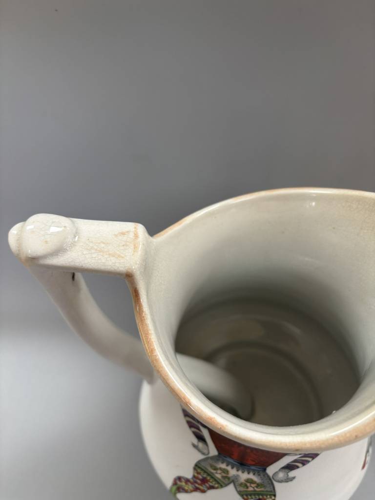 Elsmore and Forster Puzzle Jug with Double Harlequins & Three Cocks Motif - Elsmore and Forster