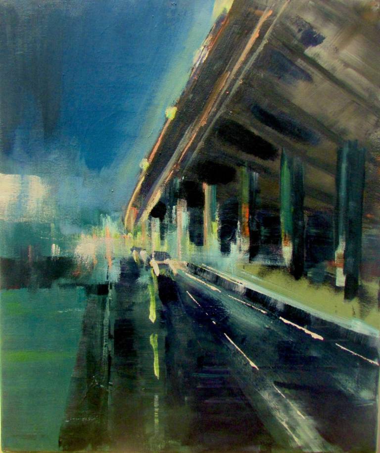 West London motorway night scene. Original Painting on canvas - Helena Butler
