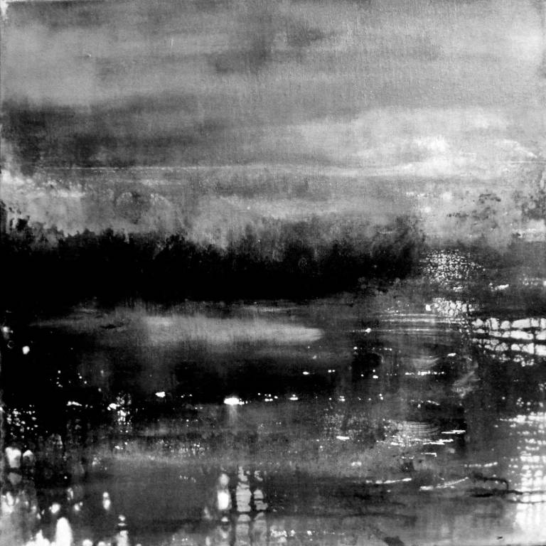 Moonlight Reflected on Dark Water, Black & White print. - Helena Butler