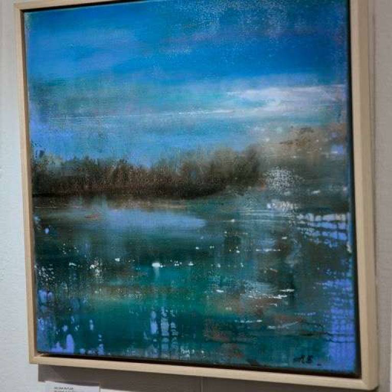 Moonlight Reflected in Dark Water, Thames.  Framed in natural wood ( Sold ) - Helena Butler