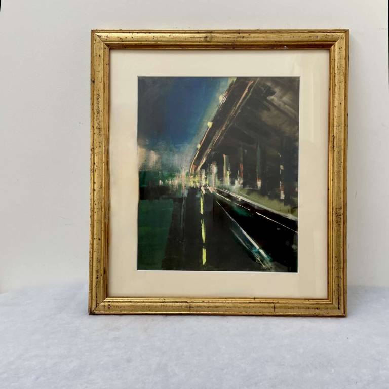 West London Motorway, Late Evening. Framed in vintage 1950s gold frame - Helena Butler