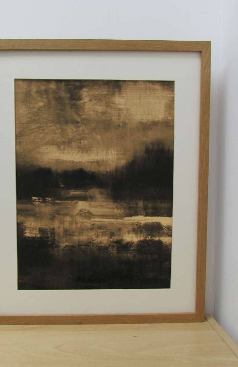 Thames Night scene, sepia toned, finished with beeswax Now Sold - Helena Butler