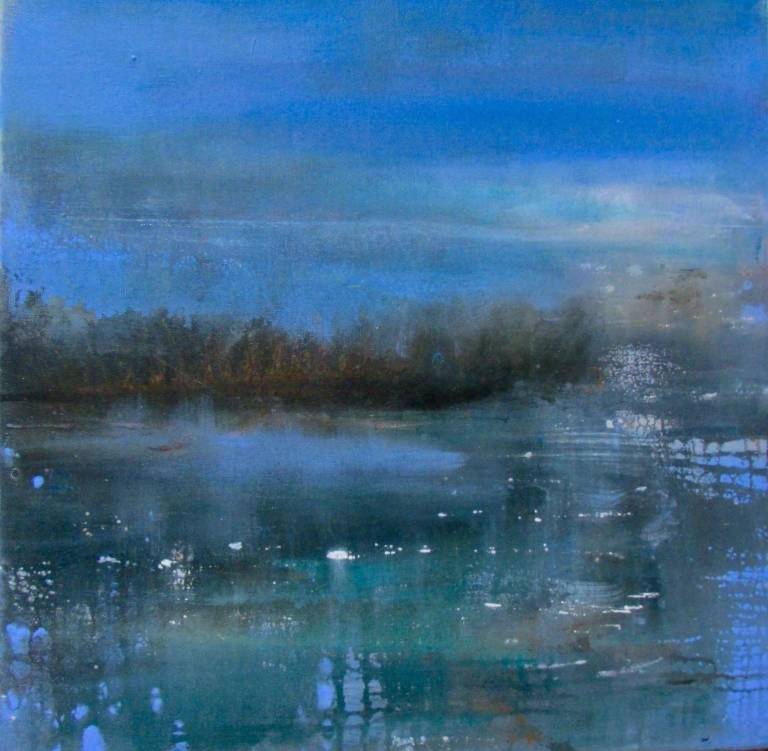 Moonlight Reflected in Dark Water, Thames.  Framed in natural wood ( Sold ) - Helena Butler