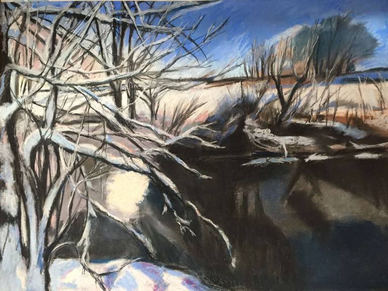 Snow on the river bank - Sally Mole