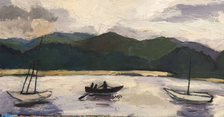 Boating The Lake District Art Poster - Sally Mole