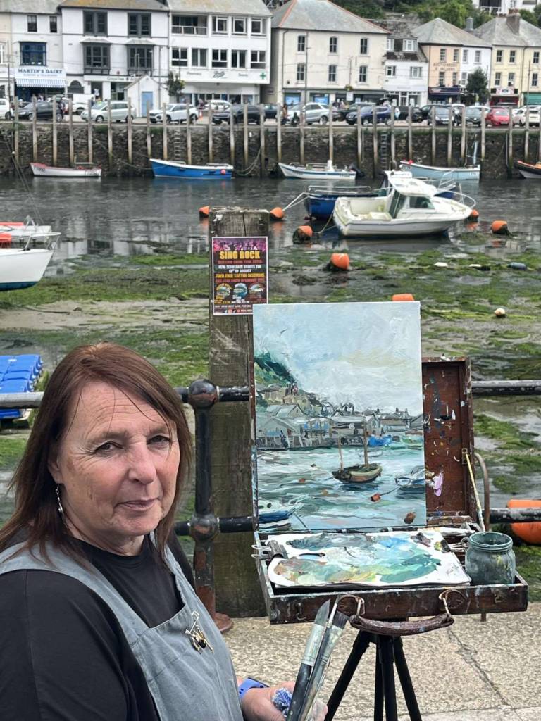 Sally painting in Cornwall, Seascapes and Marine Collection: - Sally