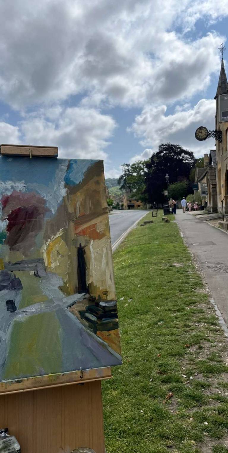 Sally’s painting in progress , Broadway Worcestershire. - Sally