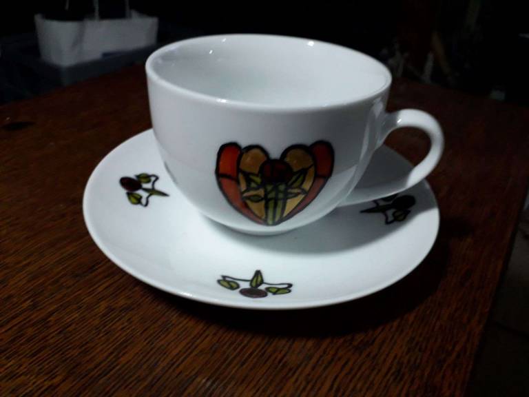 Art Deco Cups and Saucers set of 4 - Polly Farrell