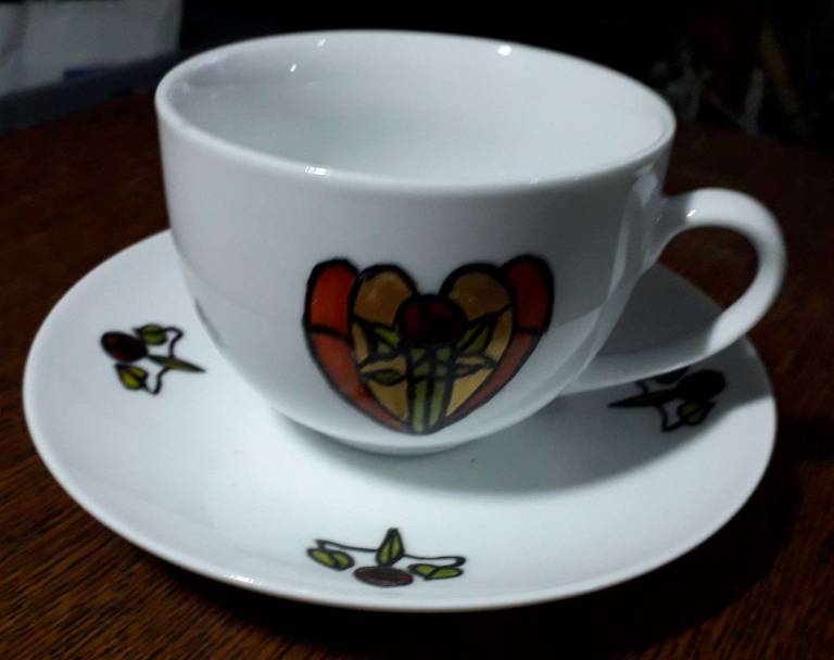 Art Deco Cups and Saucers set of 4 - Polly Farrell